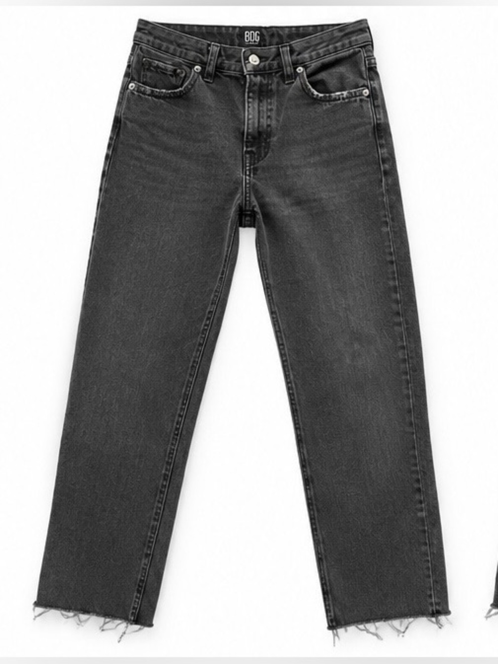 BDG Urban Outfitters Charcoal / Black Slim Straight-Leg Jeans with Raw Hem